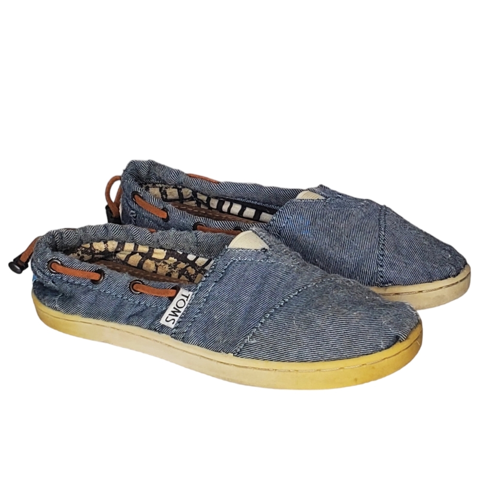 TOMS Youth Chambray Twill Bimini Slip On Shoes Sz Y13
